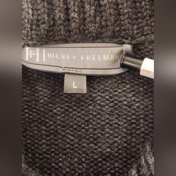 Hickey Freeman L Gray Knitted 100% WOOL Shawl Collar Women’s Sweater ITALY - Picture 2 of 10